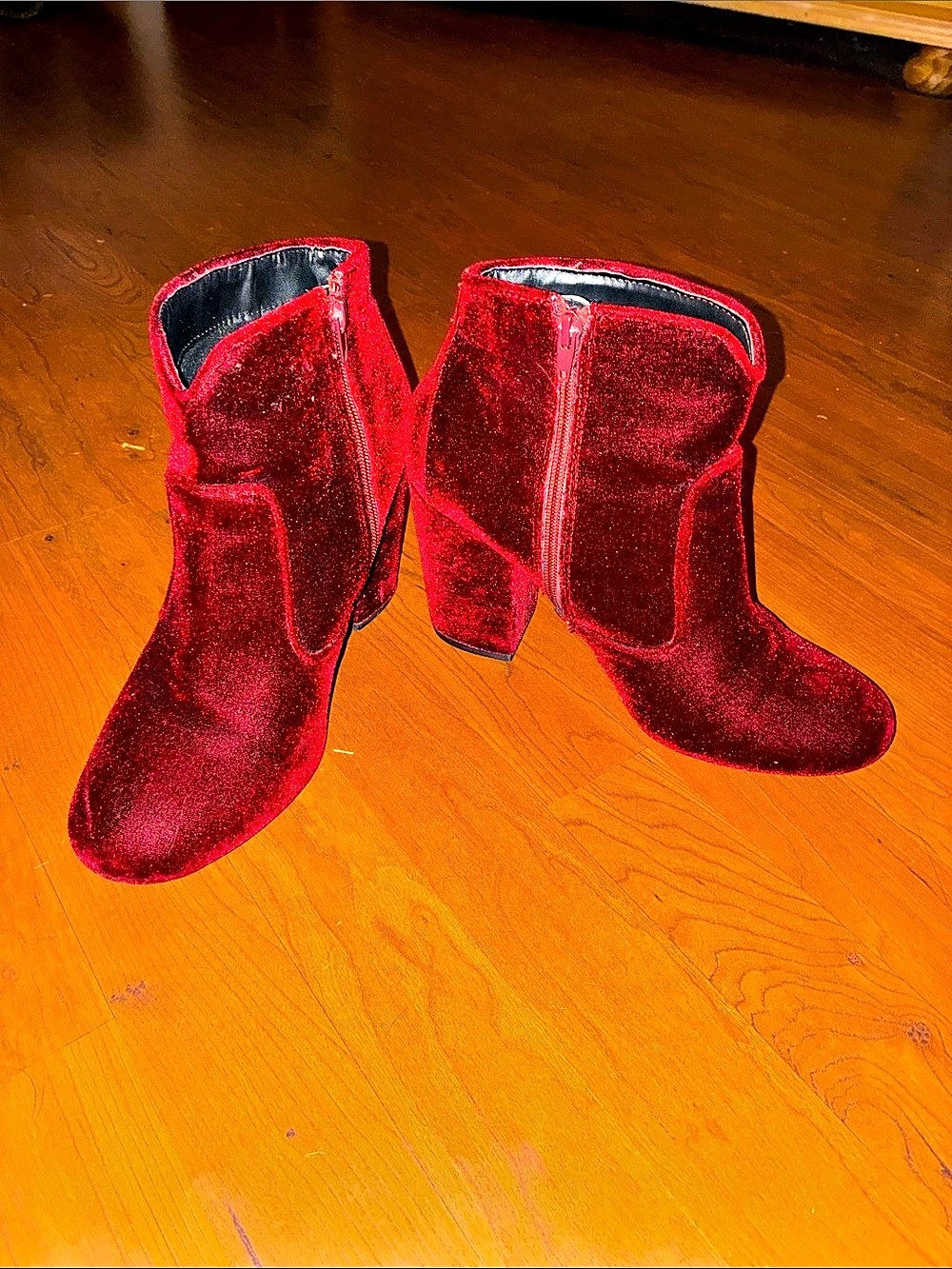 Red Velvet Ankle Boots